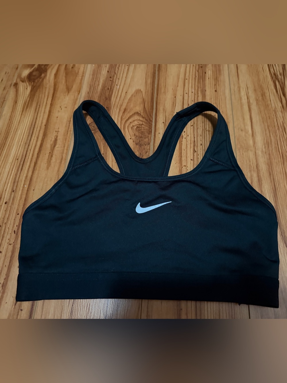 Nike Black Racerback Sports Bra with White Swoosh